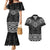 New Zealand Aotearoa Couples Matching Mermaid Dress and Hawaiian Shirt Black Taniko Art Maori Pattern