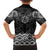 New Zealand Aotearoa Family Matching Off The Shoulder Long Sleeve Dress and Hawaiian Shirt Black Taniko Art Maori Pattern