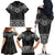 New Zealand Aotearoa Family Matching Off The Shoulder Long Sleeve Dress and Hawaiian Shirt Black Taniko Art Maori Pattern