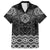 New Zealand Aotearoa Family Matching Off The Shoulder Long Sleeve Dress and Hawaiian Shirt Black Taniko Art Maori Pattern