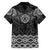 New Zealand Aotearoa Family Matching Off The Shoulder Long Sleeve Dress and Hawaiian Shirt Black Taniko Art Maori Pattern