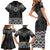 New Zealand Aotearoa Family Matching Short Sleeve Bodycon Dress and Hawaiian Shirt Black Taniko Art Maori Pattern