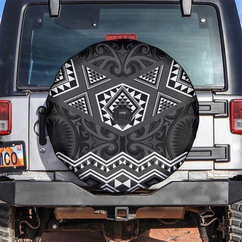 New Zealand Aotearoa Spare Tire Cover Black Taniko Art Maori Pattern