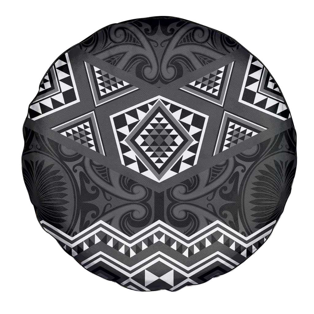 New Zealand Aotearoa Spare Tire Cover Black Taniko Art Maori Pattern