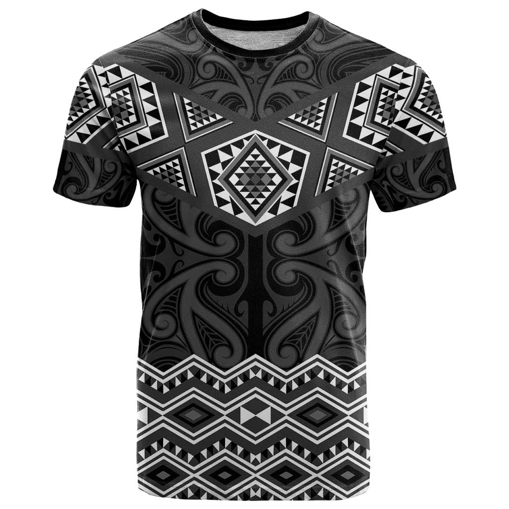 New Zealand Aotearoa T Shirt Black Taniko Art Maori Pattern