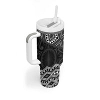 New Zealand Aotearoa Tumbler With Handle Black Taniko Art Maori Pattern