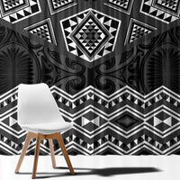 New Zealand Aotearoa Window Curtain Black Taniko Art Maori Pattern
