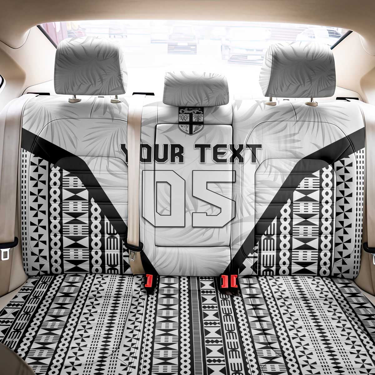 Custom Fiji 2026 Rugby Back Car Seat Cover Fijian Tapa Pattern