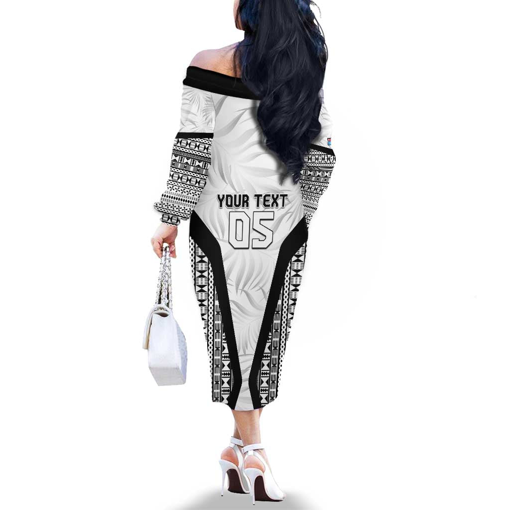 Custom Fiji 2026 Rugby Family Matching Off The Shoulder Long Sleeve Dress and Hawaiian Shirt Fijian Tapa Pattern LT05 - Polynesian Pride