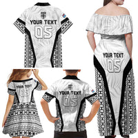 Custom Fiji 2026 Rugby Family Matching Off Shoulder Maxi Dress and Hawaiian Shirt Fijian Tapa Pattern LT05 - Polynesian Pride