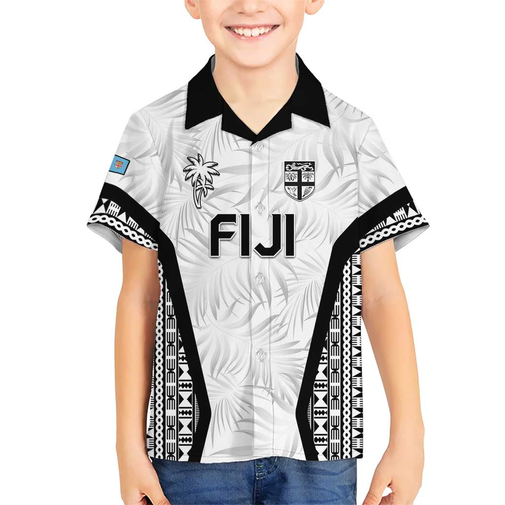 Custom Fiji 2026 Rugby Family Matching Puletasi and Hawaiian Shirt Fijian Tapa Pattern LT05 Son's Shirt White - Polynesian Pride