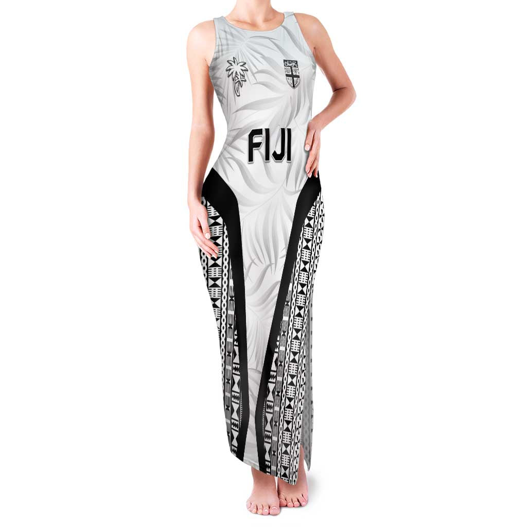 Custom Fiji 2026 Rugby Family Matching Tank Maxi Dress and Hawaiian Shirt Fijian Tapa Pattern LT05 Mom's Dress White - Polynesian Pride