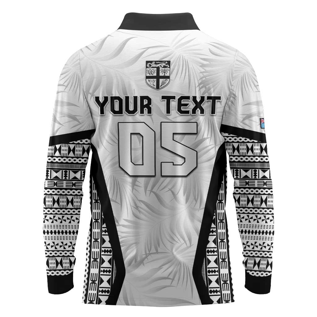 Custom Fiji 2026 Rugby Long Sleeve Polo Shirt Fijian Tapa Pattern