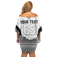 Custom Fiji 2026 Rugby Off Shoulder Short Dress Fijian Tapa Pattern