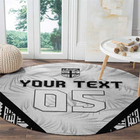 Custom Fiji 2026 Rugby Round Carpet Fijian Tapa Pattern