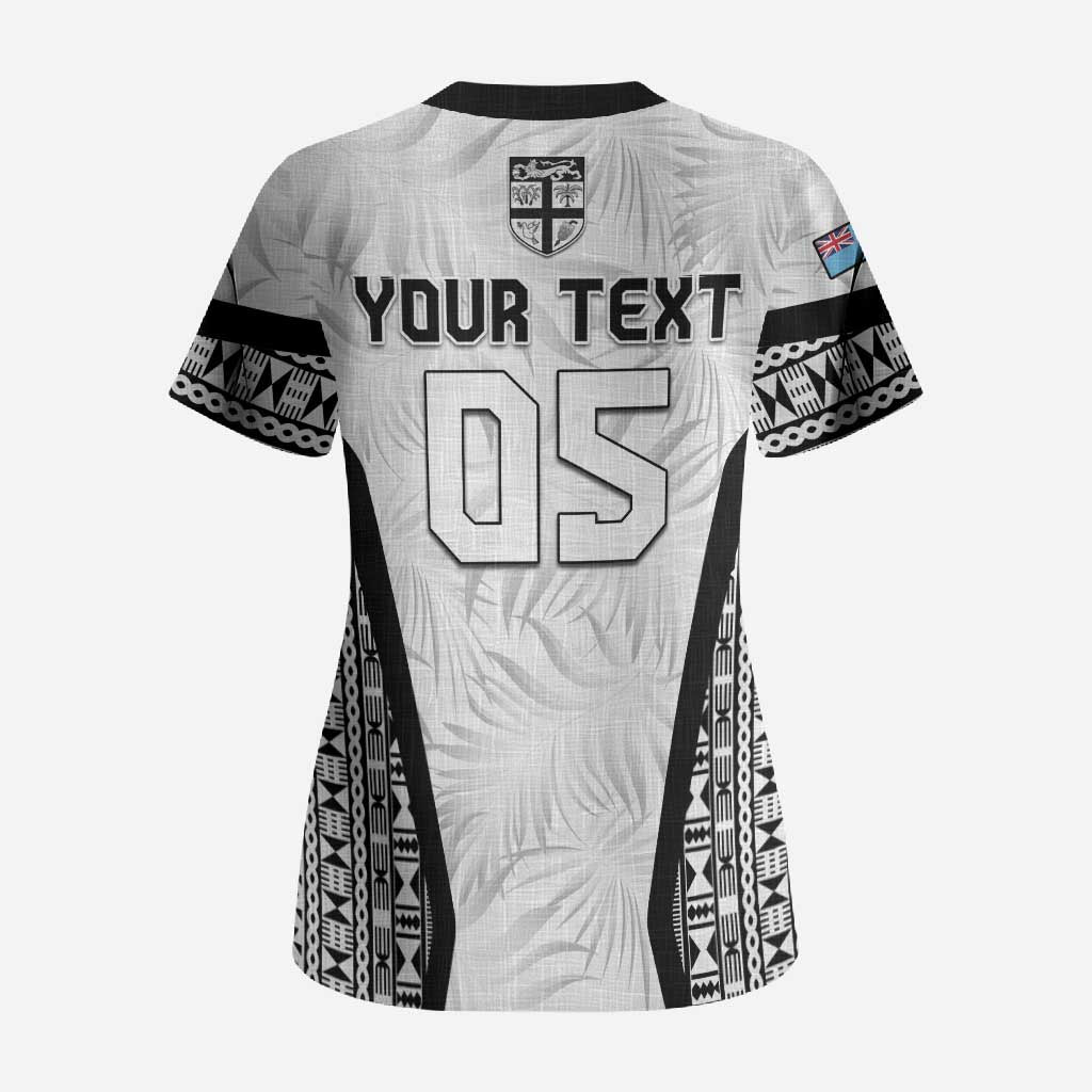Custom Fiji 2026 Rugby Scrub Top Fijian Tapa Pattern
