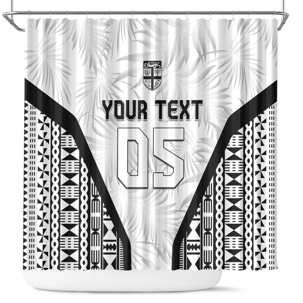 Custom Fiji 2026 Rugby Shower Curtain Fijian Tapa Pattern