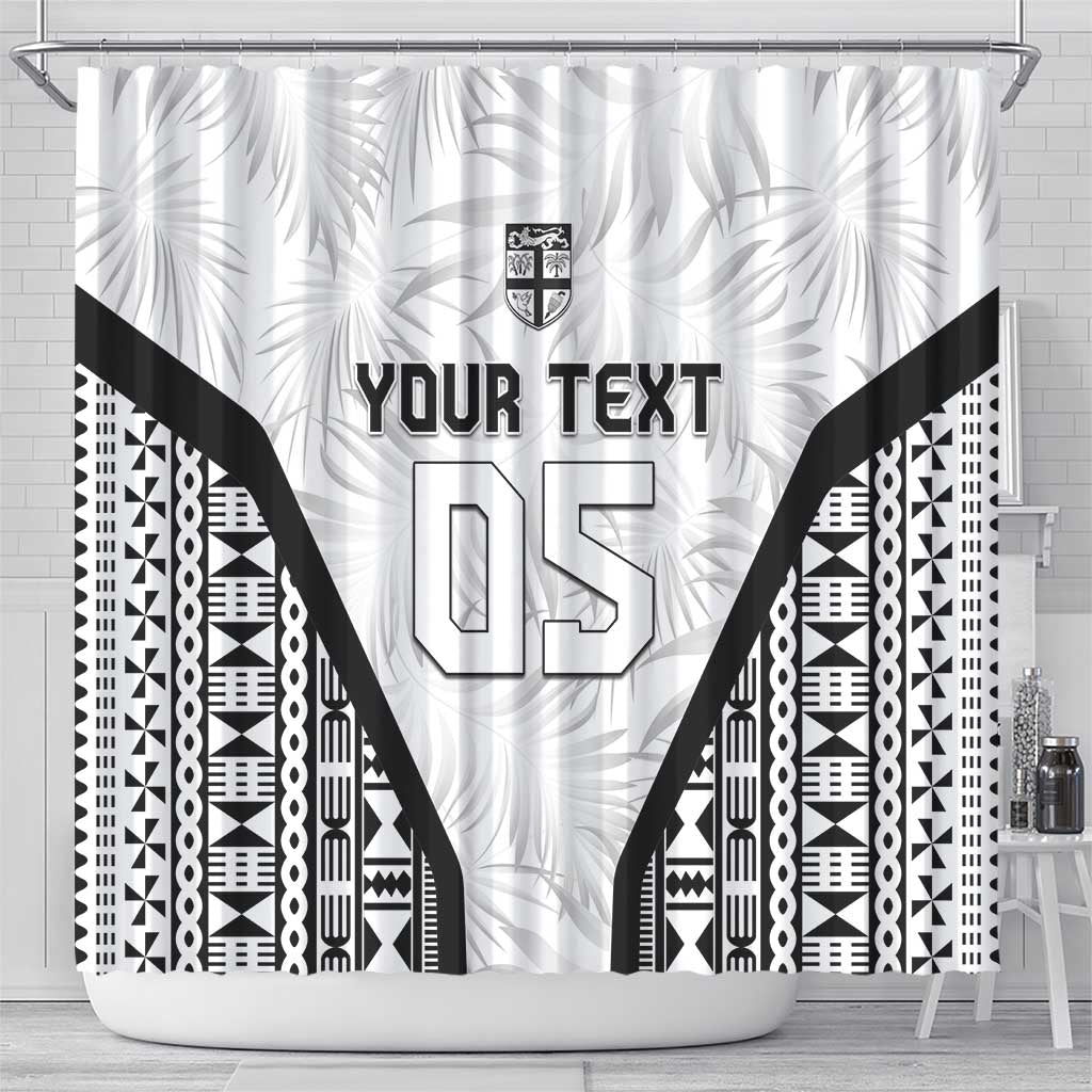 Custom Fiji 2026 Rugby Shower Curtain Fijian Tapa Pattern