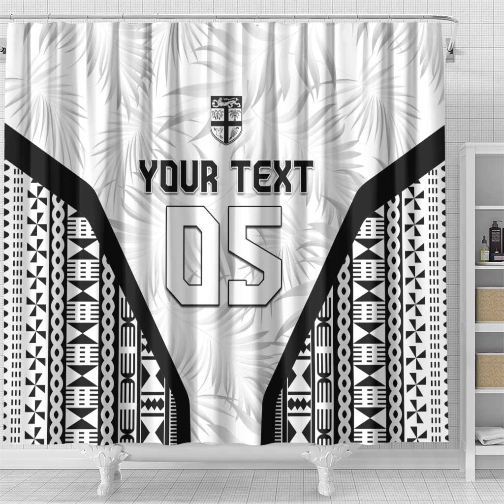 Custom Fiji 2026 Rugby Shower Curtain Fijian Tapa Pattern