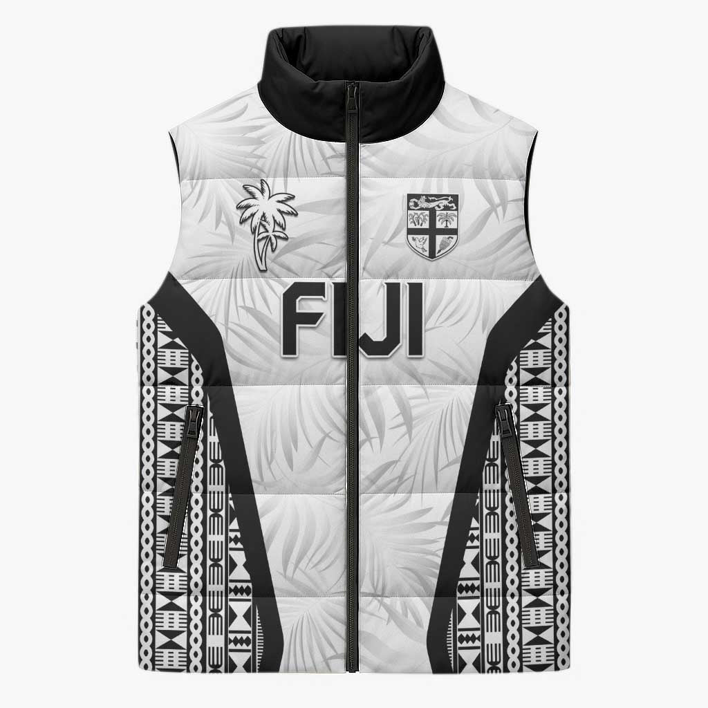 Custom Fiji 2026 Rugby Sleeveless Puffer Jacket Fijian Tapa Pattern