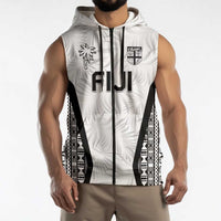 Custom Fiji 2026 Rugby Sleeveless Zip Hoodie Fijian Tapa Pattern