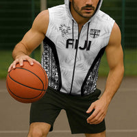 Custom Fiji 2026 Rugby Sleeveless Zip Hoodie Fijian Tapa Pattern