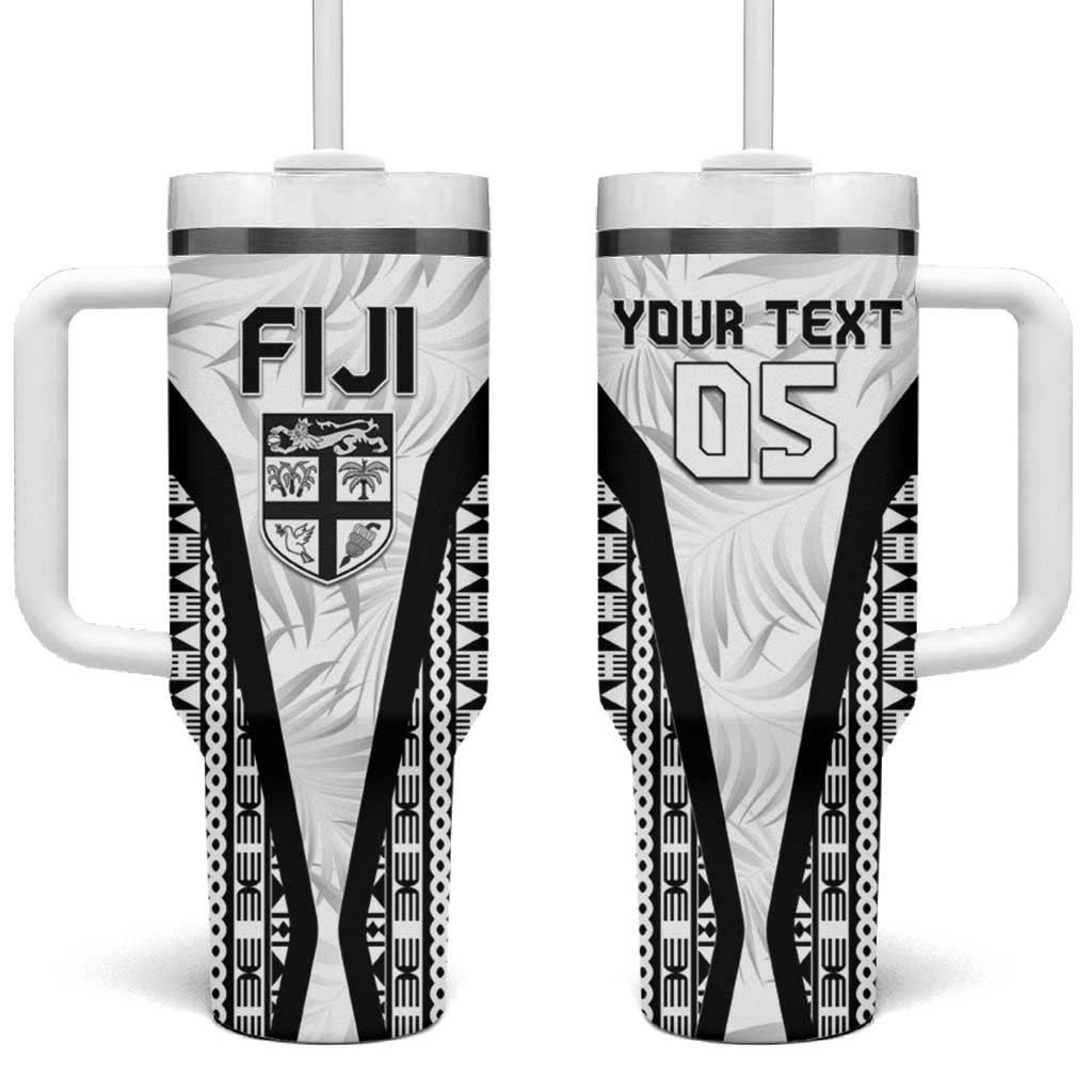 Custom Fiji 2026 Rugby Tumbler With Handle Fijian Tapa Pattern
