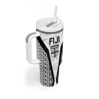 Custom Fiji 2026 Rugby Tumbler With Handle Fijian Tapa Pattern