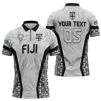 Custom Fiji 2026 Rugby Zipper Polo Shirt Fijian Tapa Pattern
