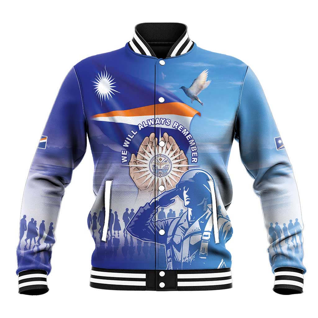 Personalised Marshall Islands Remembrance Day Baseball Jacket We Will Always Remember