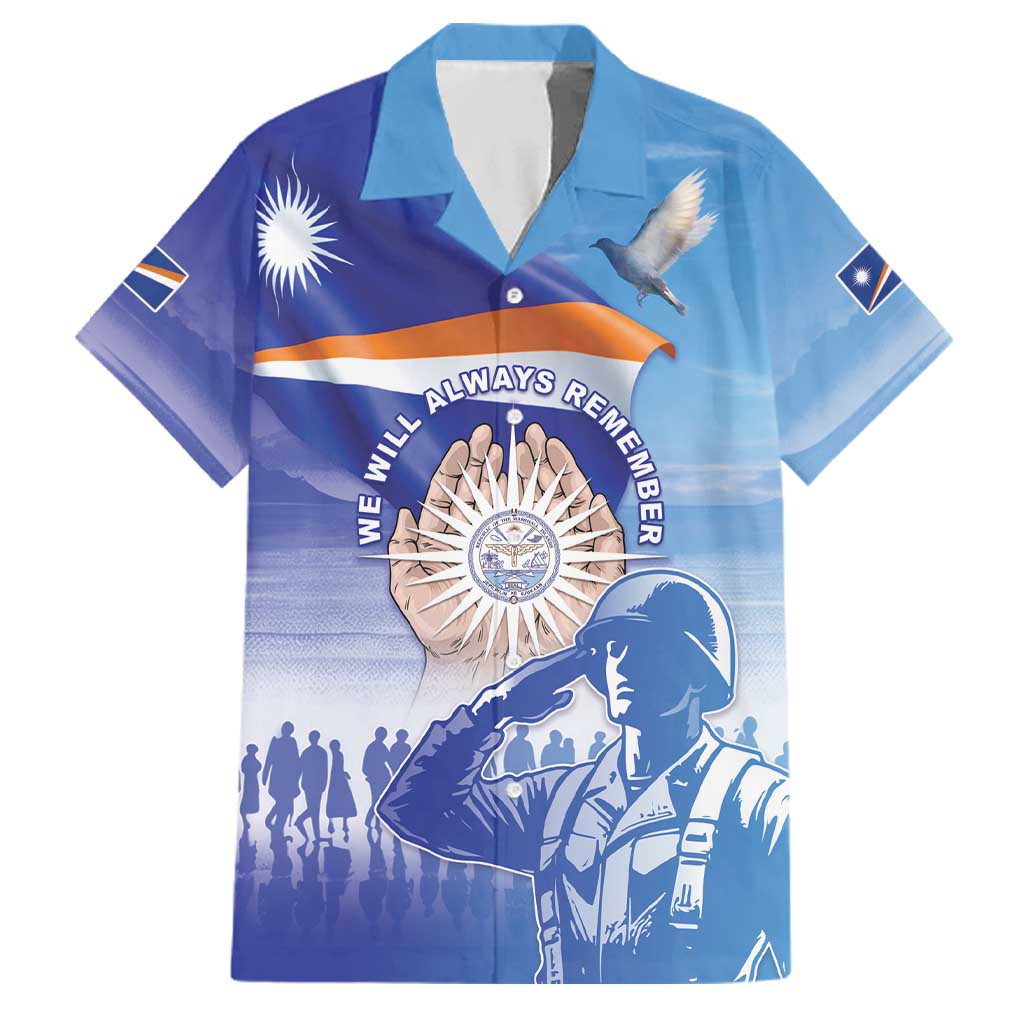 Personalised Marshall Islands Remembrance Day Family Matching Off Shoulder Short Dress and Hawaiian Shirt We Will Always Remember