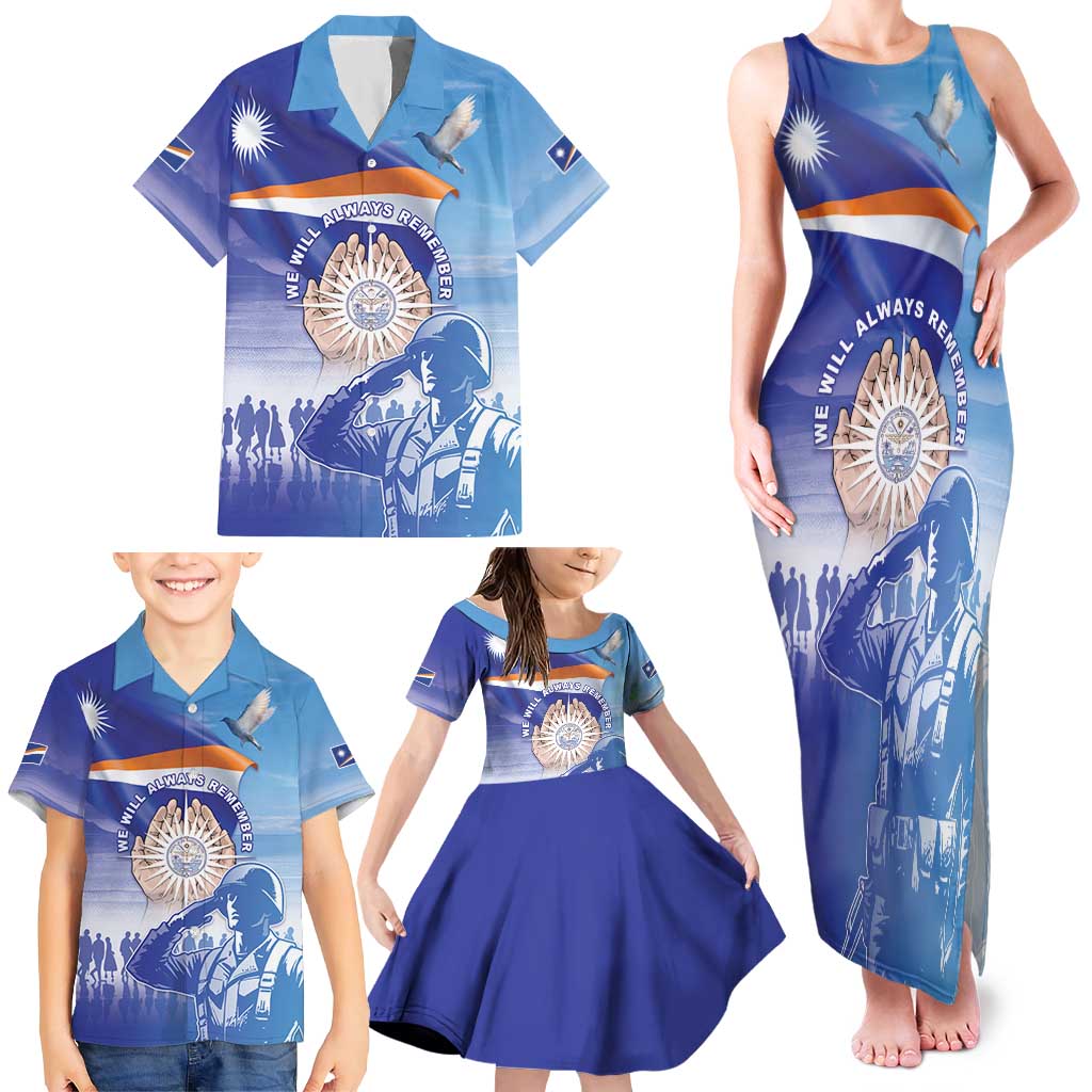 Personalised Marshall Islands Remembrance Day Family Matching Tank Maxi Dress and Hawaiian Shirt We Will Always Remember