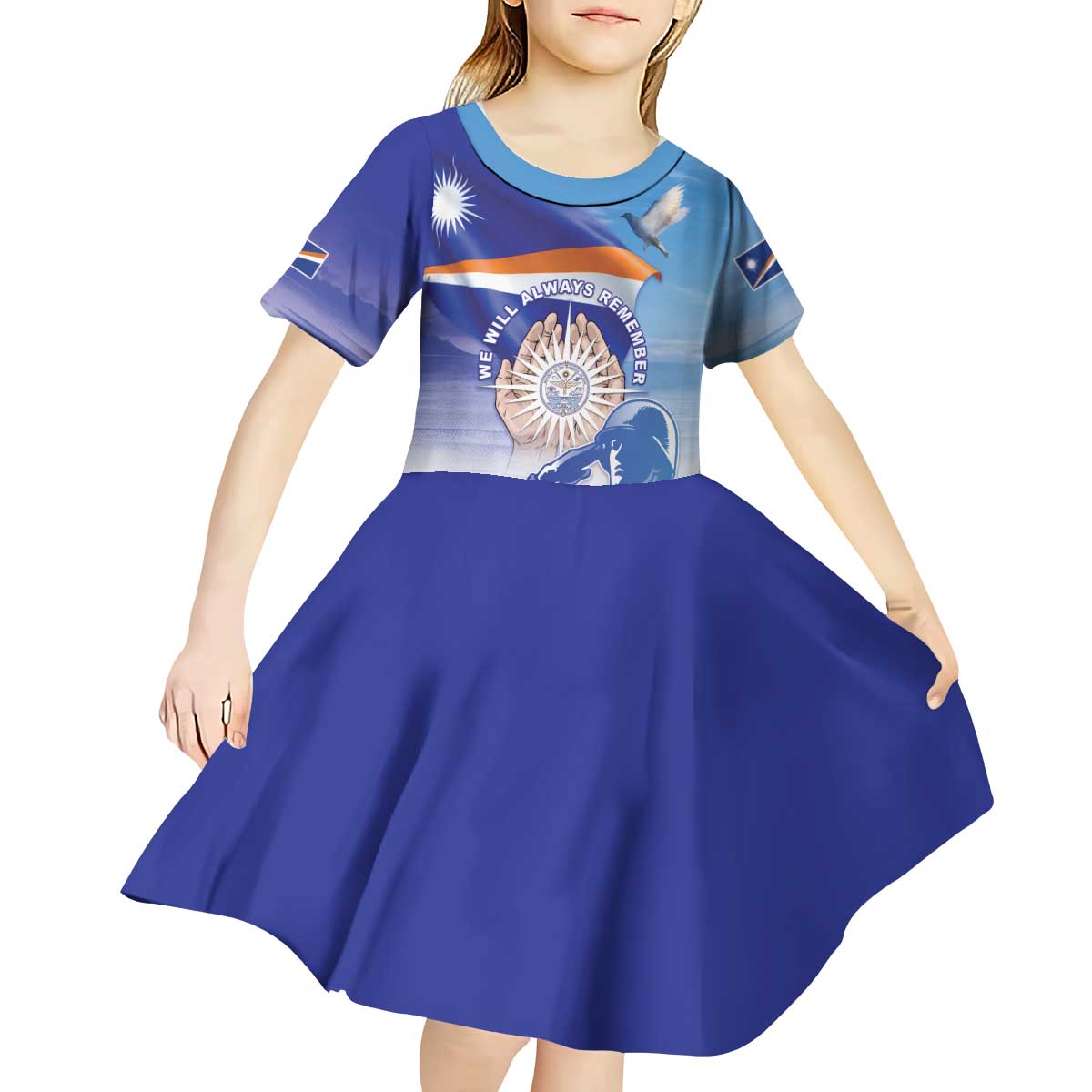Personalised Marshall Islands Remembrance Day Kid Short Sleeve Dress We Will Always Remember
