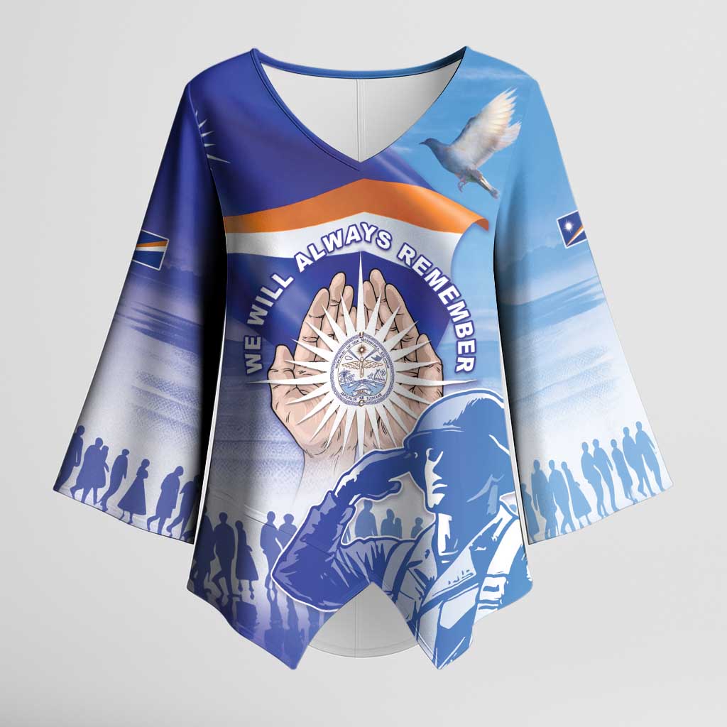 Personalised Marshall Islands Remembrance Day Kimono Sleeve Blouse We Will Always Remember