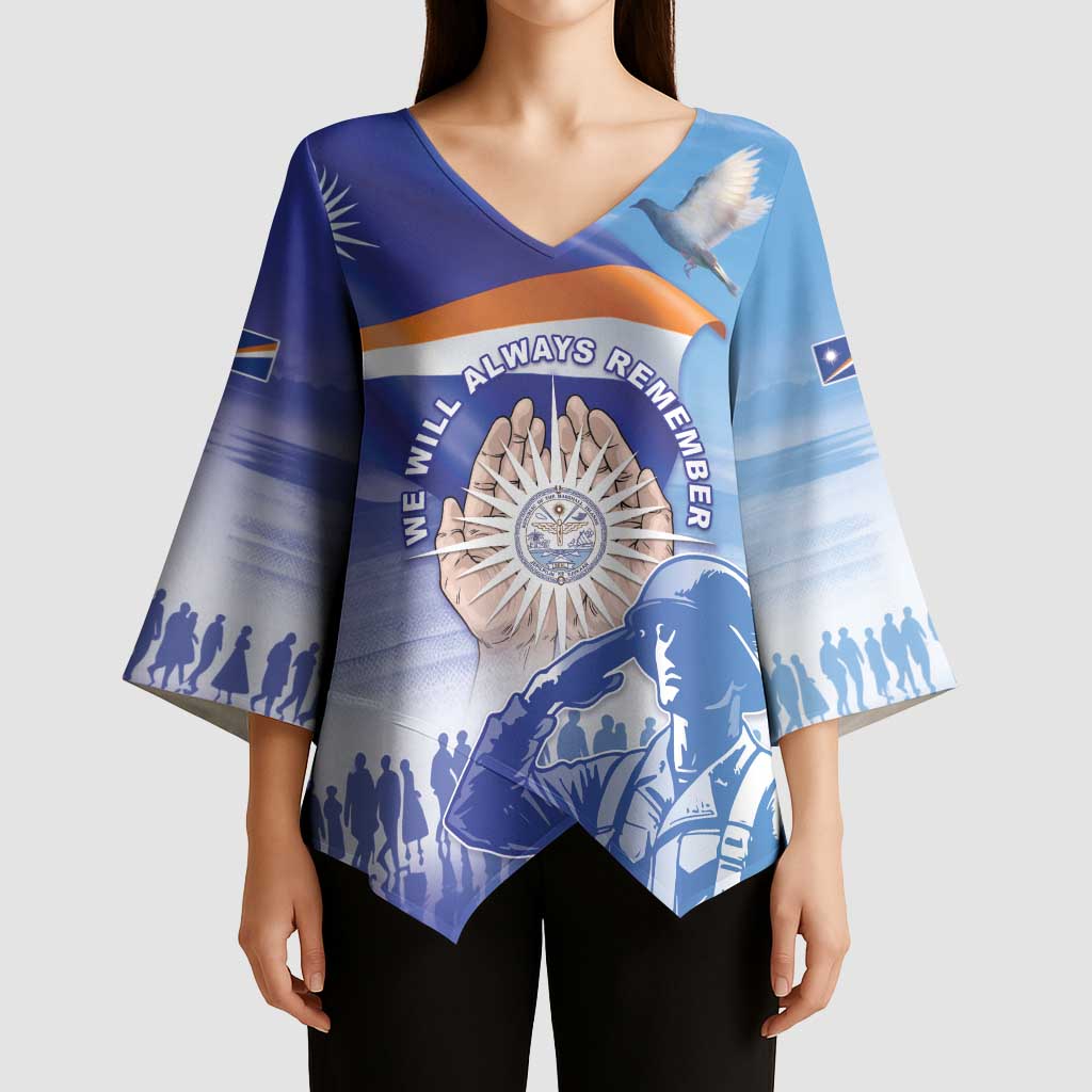 Personalised Marshall Islands Remembrance Day Kimono Sleeve Blouse We Will Always Remember