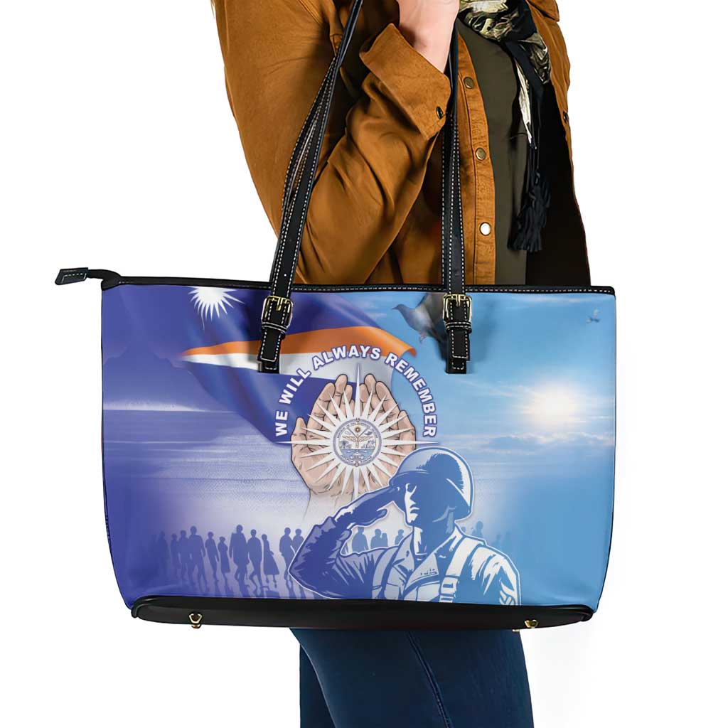 Marshall Islands Remembrance Day Leather Tote Bag We Will Always Remember