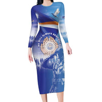 Personalised Marshall Islands Remembrance Day Long Sleeve Bodycon Dress We Will Always Remember