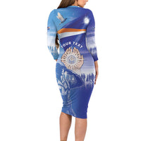 Personalised Marshall Islands Remembrance Day Long Sleeve Bodycon Dress We Will Always Remember