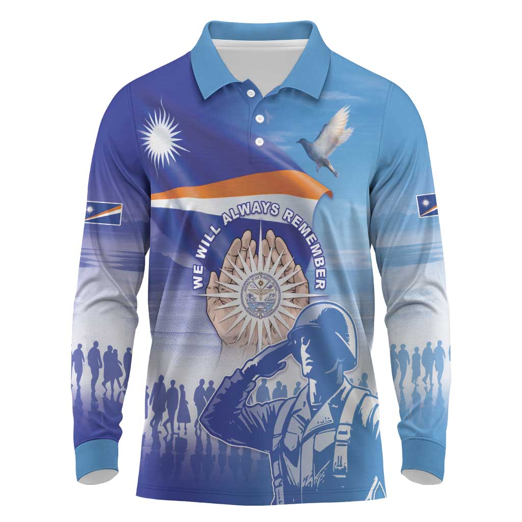 Personalised Marshall Islands Remembrance Day Long Sleeve Polo Shirt We Will Always Remember