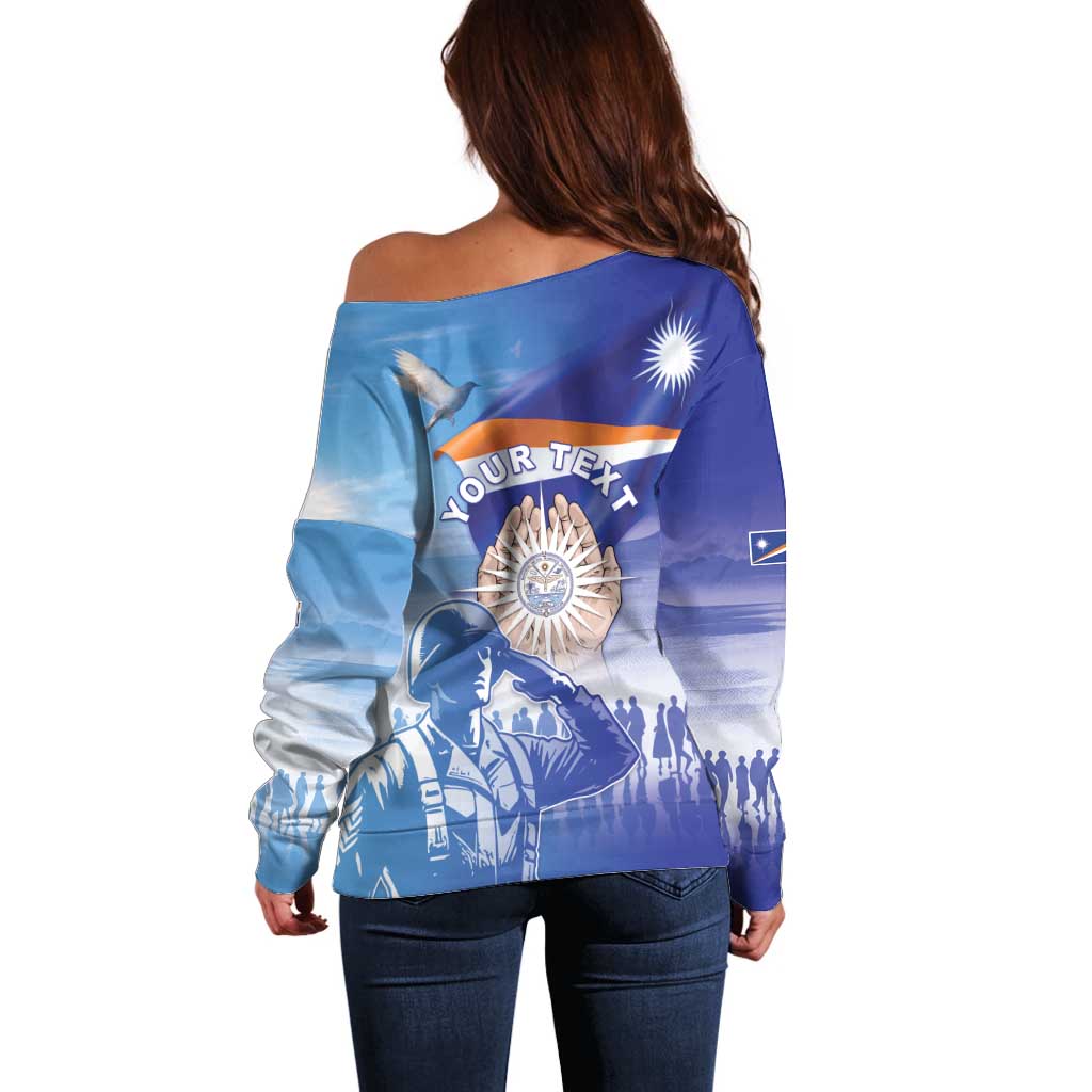 Personalised Marshall Islands Remembrance Day Off Shoulder Sweater We Will Always Remember