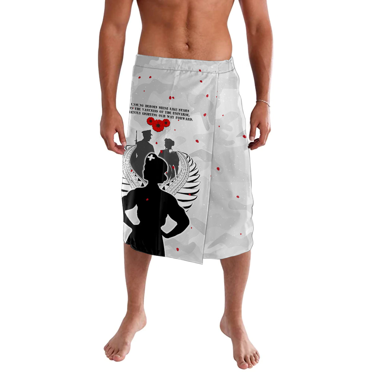 New Zealand ANZAC Day Lavalava For The Nurse Lest We Forget LT05 White - Polynesian Pride