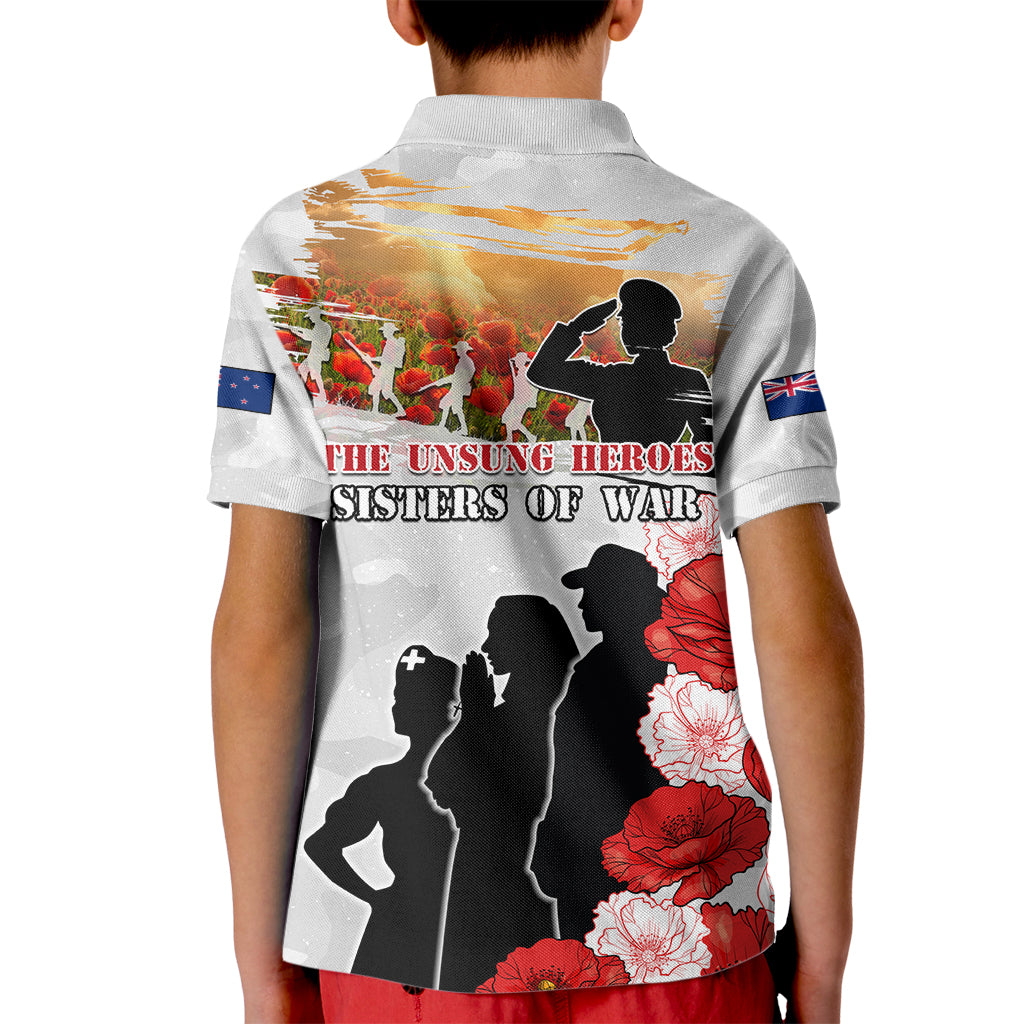 New Zealand ANZAC Day Kid Polo Shirt The Unsung Heroes Sisters of War LT05 - Polynesian Pride