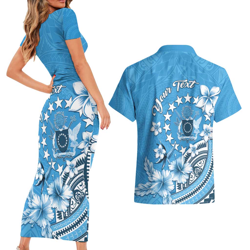 Personalised Penrhyn Gospel Day Couples Matching Short Sleeve Bodycon Dress and Hawaiian Shirt Cook Islands Tribal Pattern