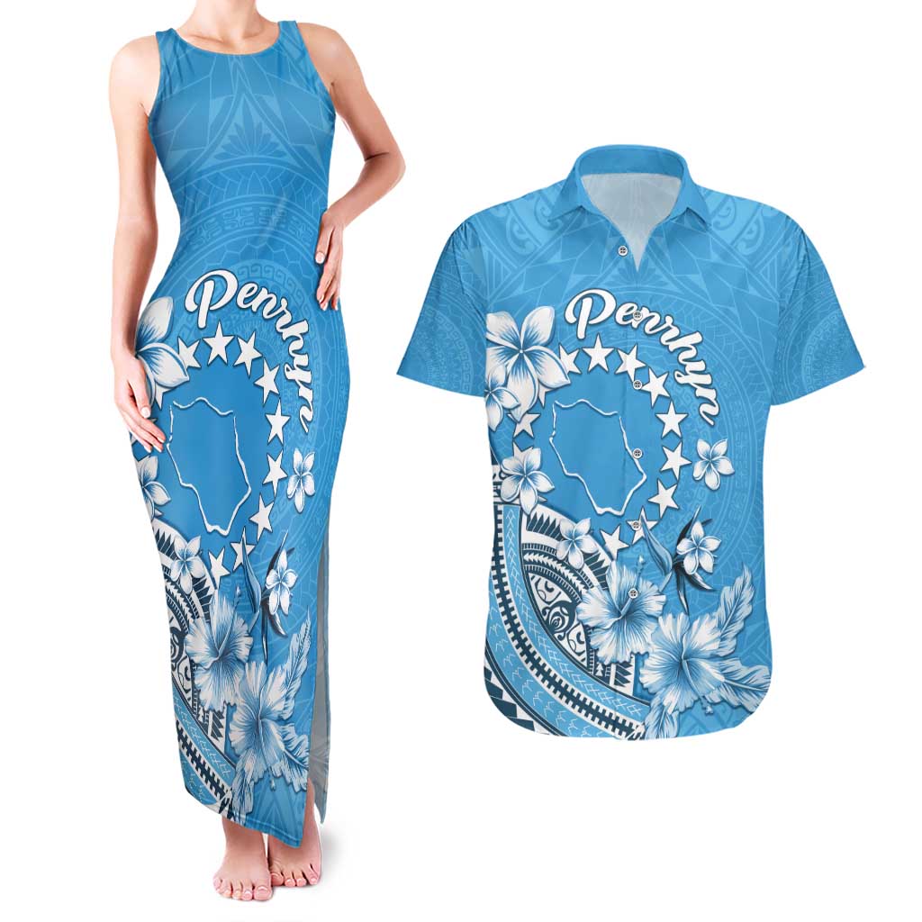 Personalised Penrhyn Gospel Day Couples Matching Tank Maxi Dress and Hawaiian Shirt Cook Islands Tribal Pattern
