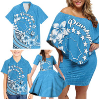 Personalised Penrhyn Gospel Day Family Matching Off Shoulder Short Dress and Hawaiian Shirt Cook Islands Tribal Pattern LT05 - Polynesian Pride