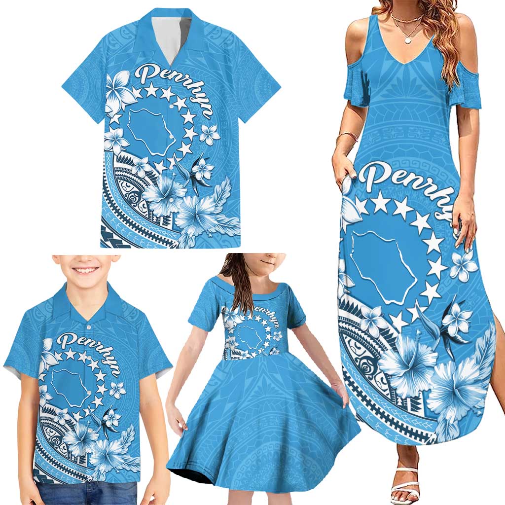 Personalised Penrhyn Gospel Day Family Matching Summer Maxi Dress and Hawaiian Shirt Cook Islands Tribal Pattern