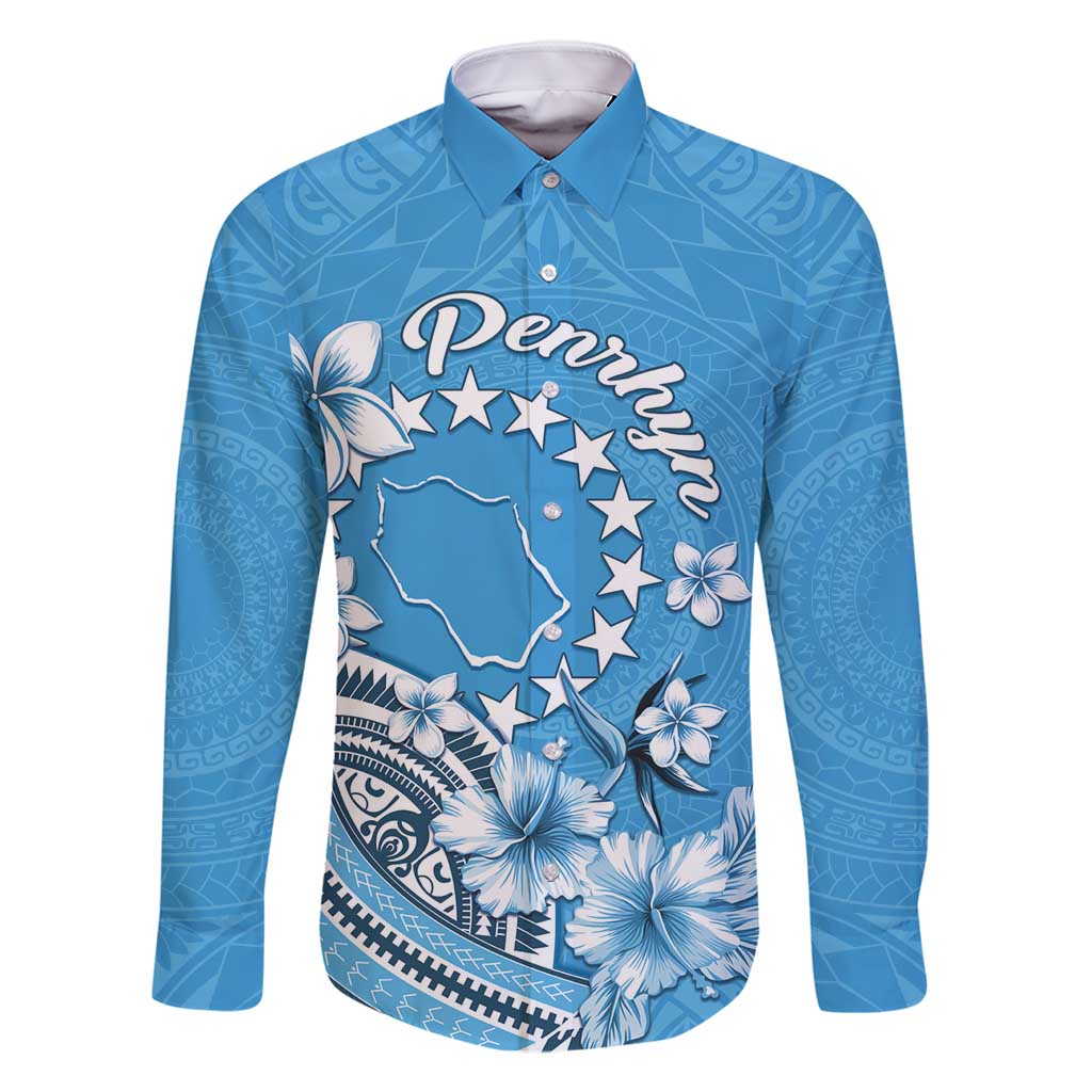 Personalised Penrhyn Gospel Day Family Matching Summer Maxi Dress and Hawaiian Shirt Cook Islands Tribal Pattern LT05 Dad's Shirt - Long Sleeve Blue - Polynesian Pride
