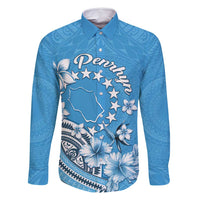 Personalised Penrhyn Gospel Day Family Matching Summer Maxi Dress and Hawaiian Shirt Cook Islands Tribal Pattern LT05 Dad's Shirt - Long Sleeve Blue - Polynesian Pride