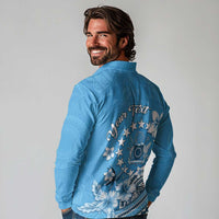 Personalised Penrhyn Gospel Day Long Sleeve Polo Shirt Cook Islands Tribal Pattern