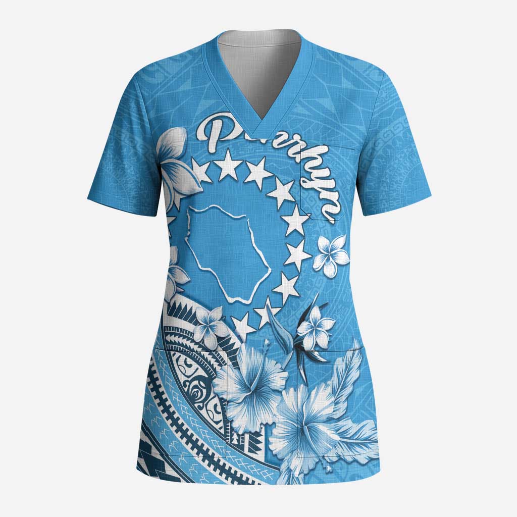 Personalised Penrhyn Gospel Day Scrub Top Cook Islands Tribal Pattern - Polynesian Pride